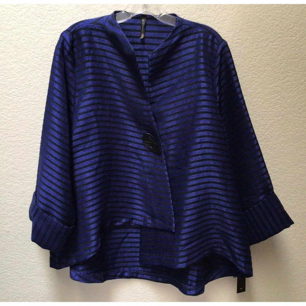 IC By Connie K Swing Lagenlook OneButton Jacket Striped Size XL Never Worn